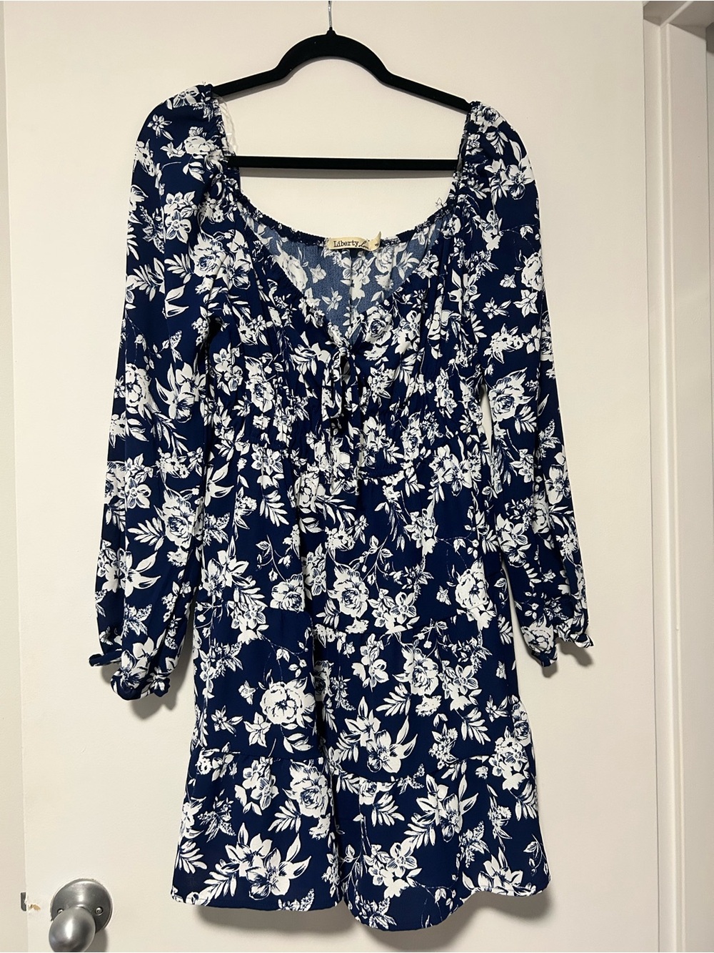 Liberty Love Navy and White Floral Long Sleeve Dress
